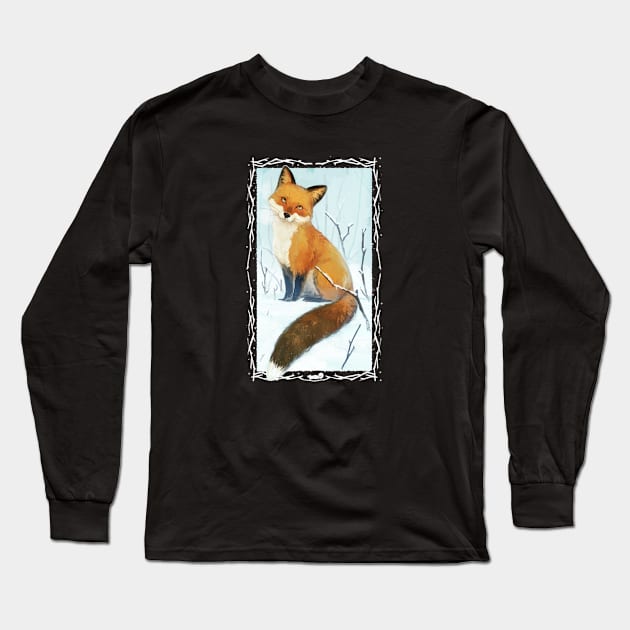 Red fox in the snow Long Sleeve T-Shirt by You Miichi